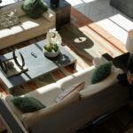 Homeowner reviewing interior design plans with a design professional in a contemporary living space