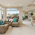 Completed contemporary home interior with coordinated furniture, finishes and lighting